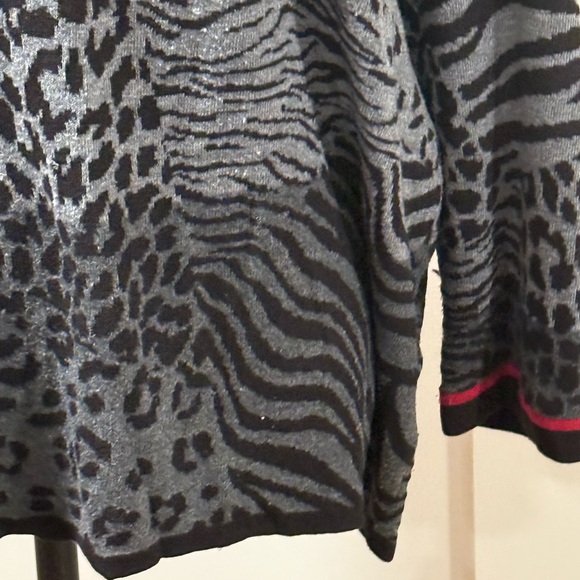 Alfred Dunner Animal Print Sweater with Red Trim - Picture 4 of 8